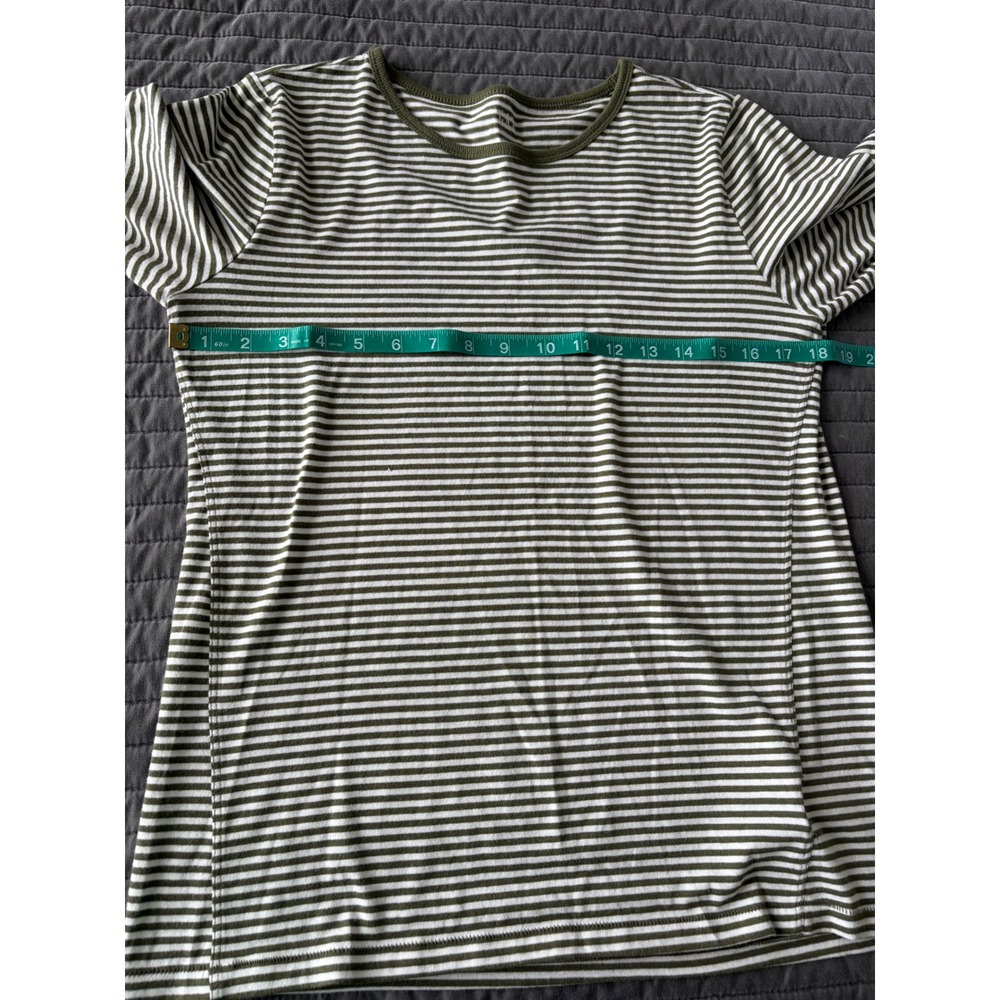 Gap Feather Tee Womens Large L Olive Green White Striped Long Sleeve Crew Neck - Picture 5 of 7